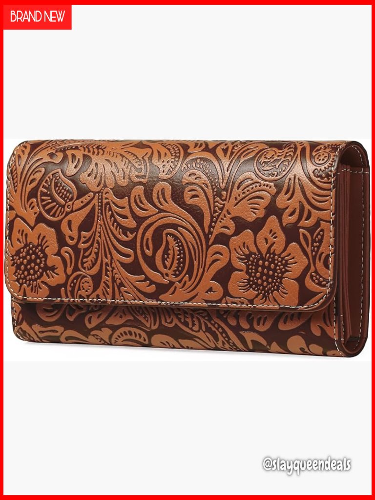 Vegan Leather Rfid Blocking Long Clutch Wallet With 12 Card Slots